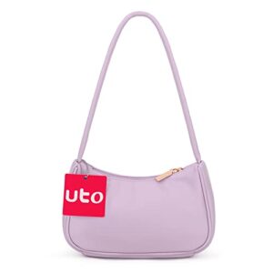 UTO Mini Purses for Women Ultra Soft Leather Vegan Lightweight Clutch Handbag Shoulder Bag Dark Purple