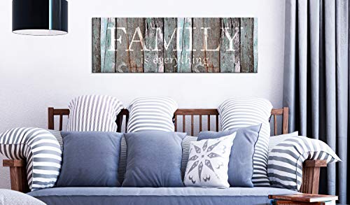 artgeist Canvas Wall Art Print Quotes Family 47x16 in - 1pcs Home Decor Framed Stretched Picture Photo Painting Artwork Image - Family House Faux Wood m-A-0956-b-a