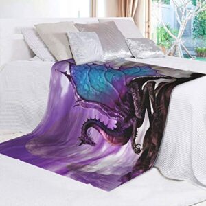 JASMODER Purple Dragon Throw Blanket Warm Ultra-Soft Micro Fleece Blanket for Bed Couch Living Room