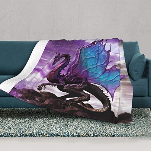 JASMODER Purple Dragon Throw Blanket Warm Ultra-Soft Micro Fleece Blanket for Bed Couch Living Room