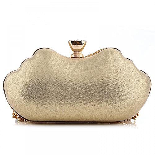 Women Crystal Evening Clutch Purse Pearl Flower Crossbody Bag Lady Tassel Wedding Party Hand Bags with Chain (Light gold)