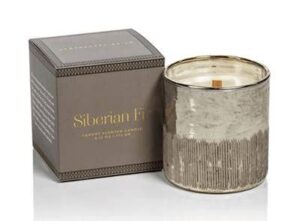 zodax siberian fir antique silver wood wick scented candle