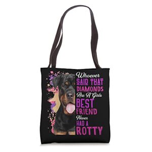 rottweilers are a girls best friend dog mama rotty lover mom tote bag