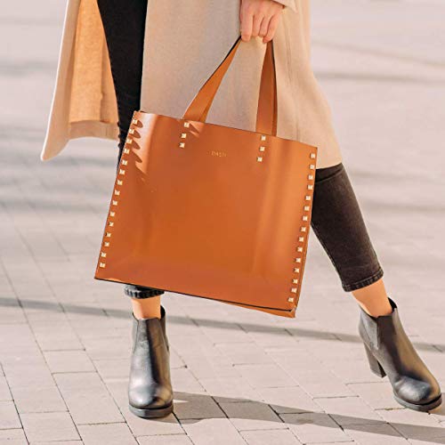 DASTI Carryall bandolera Cartera Mujer Moda Grandes Bolso Mustard Oversized Tot Hobo Tan Totes Minimalist Studded Rivets Handbag with Golden Stud