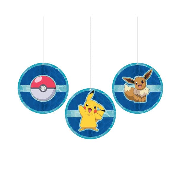 Pokemon Printed Hanging Honeycomb Balls - 3pc