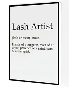 lash artist canvas wall art,lash artist definition poster,salon eyelashes print modern artwork painting for living room office home decoration 8”x12” framed