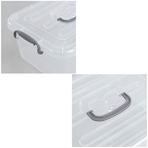 Dehouse 8 L Clear Storage Latch Box, Plastic Lidded Storage Bins, 2 Packs