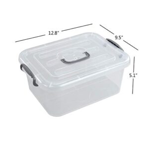 Dehouse 8 L Clear Storage Latch Box, Plastic Lidded Storage Bins, 2 Packs