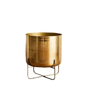 serene spaces living wide gold planter with detachable metal stand, decorative indoor planter pot, flower pots stand for living room, kitchen, office, measures 26″ tall and 14″ diameter