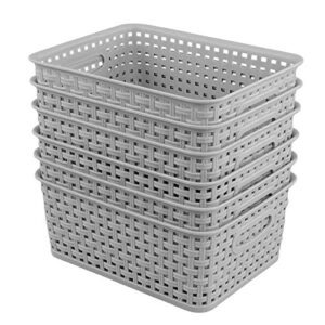 zerdyne 6-pack plastic weave storage basket, light gray