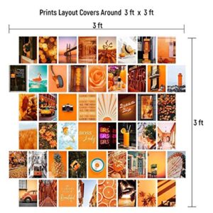 Orange Wall Collage Kit Aesthetic Pictures, Bedroom Decor for Teen Girls, Wall Collage Kit, Aesthetic Posters, Collage Kit for Wall Aesthetic, Wall Collage, Orange Wall Decor, Collage Kit