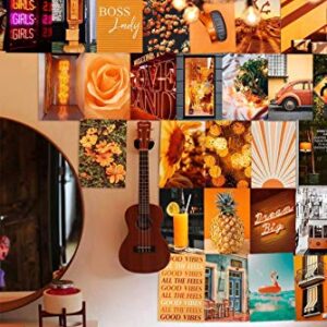 Orange Wall Collage Kit Aesthetic Pictures, Bedroom Decor for Teen Girls, Wall Collage Kit, Aesthetic Posters, Collage Kit for Wall Aesthetic, Wall Collage, Orange Wall Decor, Collage Kit