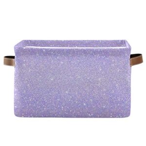 blueangle shiny glitter lavender rectangle storage bin, 15 x 11 x 9.5 in, collapsible organizer storage basket for home décor