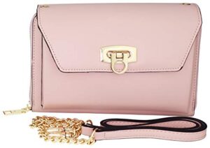b brentano vegan envelope clutch wallet crossbody purse with chain strap (blush)