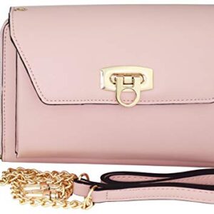 B BRENTANO Vegan Envelope Clutch Wallet Crossbody Purse with Chain Strap (Blush)