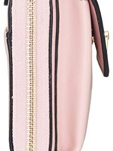 B BRENTANO Vegan Envelope Clutch Wallet Crossbody Purse with Chain Strap (Blush)