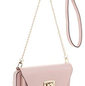 B BRENTANO Vegan Envelope Clutch Wallet Crossbody Purse with Chain Strap (Blush)