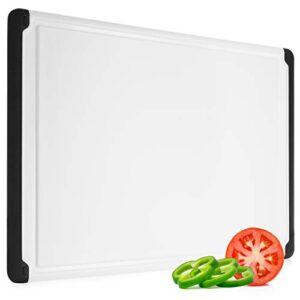 large kitchen plastic cutting board – dishwasher safe non-slip cutting boards with juice grooves, easy grip handles – large and thick chopping board