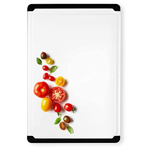 Large Kitchen Plastic Cutting Board - Dishwasher Safe Non-Slip Cutting Boards with Juice Grooves, Easy Grip Handles - Large and Thick Chopping Board