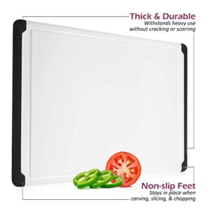 Large Kitchen Plastic Cutting Board - Dishwasher Safe Non-Slip Cutting Boards with Juice Grooves, Easy Grip Handles - Large and Thick Chopping Board