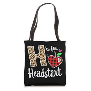 girl first day headstart leopard plaid back school teacher tote bag