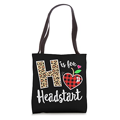 Girl First Day Headstart Leopard Plaid Back School Teacher Tote Bag