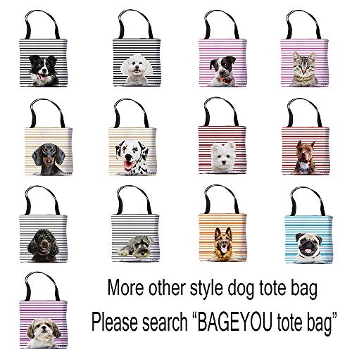 BAGEYOU Chihuahua Dog Tote Bag Dog Cat Animal Pet Pink Stripe Shoulder Bag Handbag Casual Tote