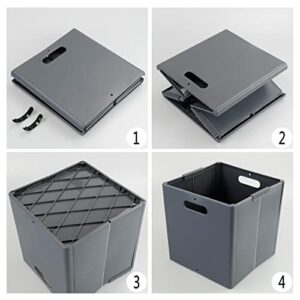 Zerdyne 4-Pack Plastic Collapsible Storage Cubes, Gray Foldable Cube Storage Bins