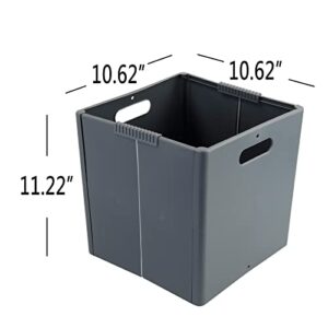 Zerdyne 4-Pack Plastic Collapsible Storage Cubes, Gray Foldable Cube Storage Bins