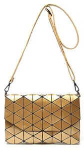 time pawnshop women’s reflective crossbody purse geometric daily and party lattice handbag gold