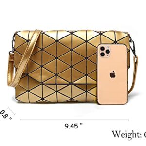 Time Pawnshop Women's Reflective Crossbody Purse Geometric Daily and Party Lattice Handbag Gold