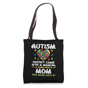 autism doesnt come with manual mom awareness mama women tote bag