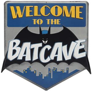 open road brands dc comics batman welcome to the batcave embossed metal sign – vintage batman sign for bedroom or man cave