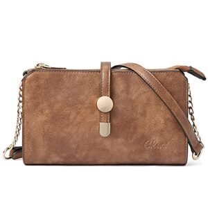 cluci leather crossbody bags for women small vintage shoulder purses travel bag adjustable strap two-tone brown