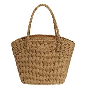 so’each women’s handbag wicker woven rattan straw tote bag basket shoulder bag khaki