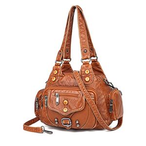 sfly women satchel shoulder bag washed synthetic leather handbag retro soft leather tote bag ladies hobo bag