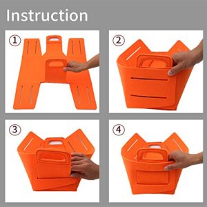 MoiDolf 2 Pack Foldable Storage Baskets for Shelves Decorative Collapsible Storage Cube with Carry Handles Felt Storage Baskets for Organizing Books Toys (Orange, 14.2‘’×9.8‘’×9.1‘’)