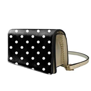 coloranimal black white polka dot pattern women’s handbag luxuries crossbody shoulder bag adjustable strap saddle work top handle satchel