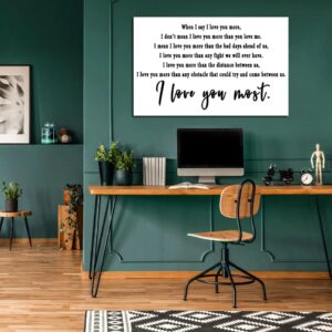 NLKTIYC I Love You More Wall Art,When I say I Love You More Canvas Print,I Love You Most Decor,Black and White Master Bedroom Picture,Over The Bed Typography Sign,Living Room Decal,Frame Easy to Hang