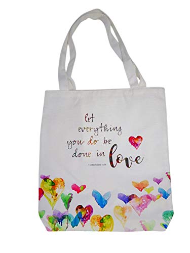 Inspirational Let Everything You Do Be Done In Love Tote Bag with Inside Pocket, 14 Inch