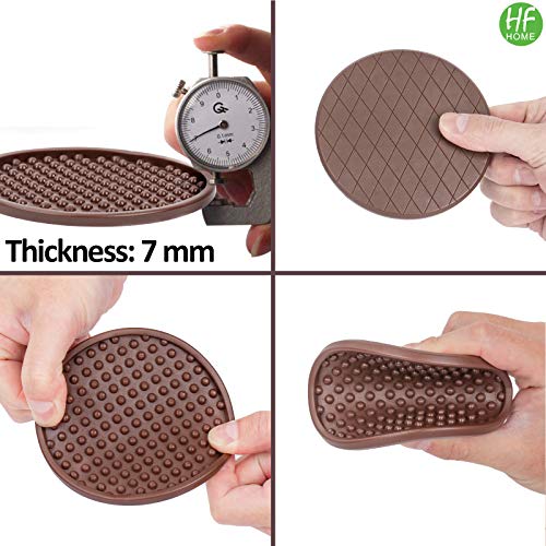 Drink Coasters Set of 6 Packs with Holder - Round Black BPA Free Silicone with Metal Iron Coaster Case Non-Slip Bottom Fits Any Size Cup Mug or Glasses (Brown)