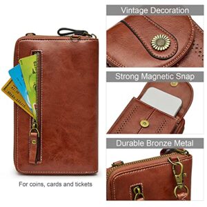 S-ZONE Women RFID Blocking Crossbody Cell Phone Purse Small Faux Leather Wallet Purse