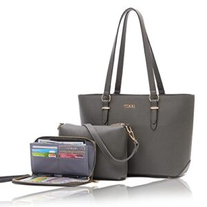 purse women handbag wallet shoulder bags tote shoulder hobo 3pcs purse set darkgrey