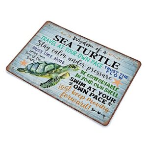 Dreacoss Wisdom of Sea Turtle Tin Signs, Coastal Decor, Inspirational, Beach Decor, Funny Vintage Metal Sign Plaqu Poster Wall Art Pub Bar Kitchen Garden Bathroom Home Decor, 8x12 inches