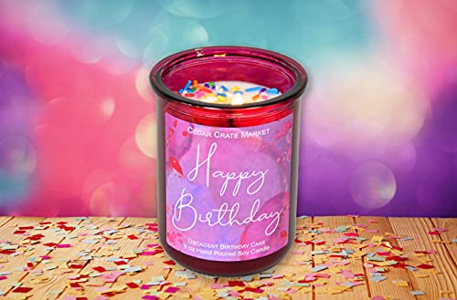 Happy Birthday Candle - Pink Magenta Jar, Sprinkles, Birthday Cake Scented Candles for Women, Girlfriend, Best Friends, Buttercream Vanilla Cake, Friendship Gift for Mom, Sister, Aunt, Coworker