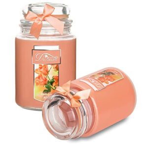 decorlife 2-pack large fresh cut roses scented candle jars with 2 wicks, 22 oz each, long-lasting for 110 hours