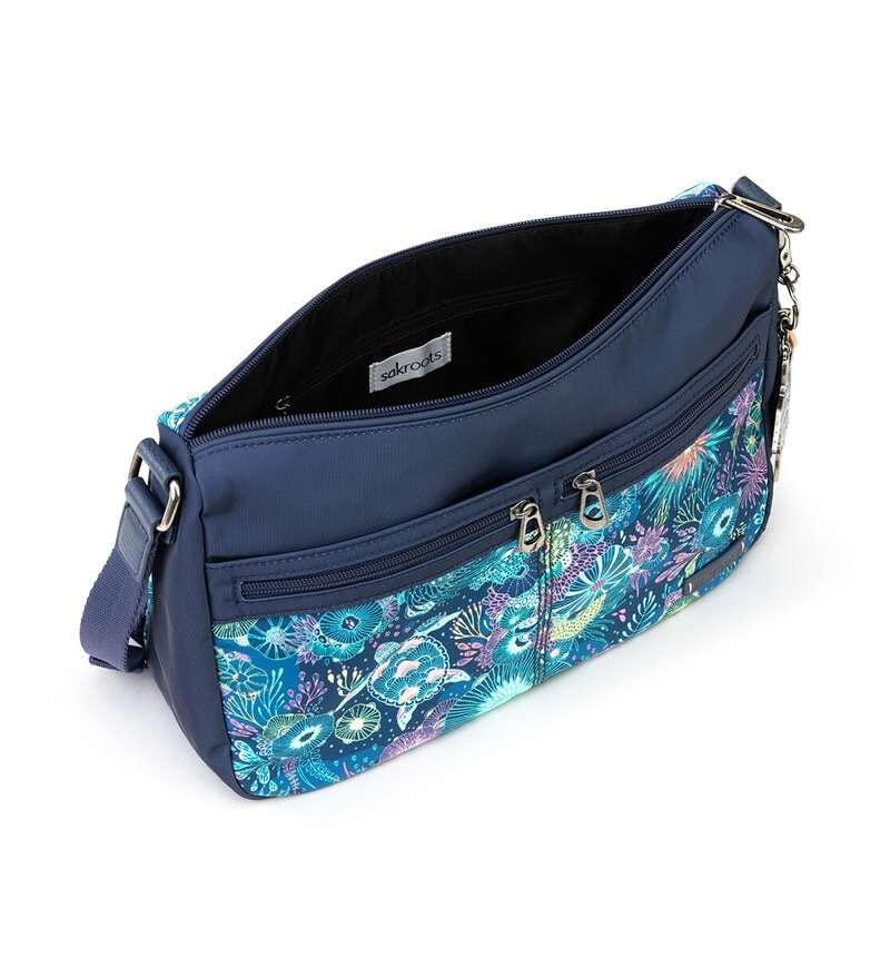 Sakroots womens & Bag, Purse, New Adventure Hobo Shoulder Crossbody Bag Stylish Roomy Purse Made From Recycled Materials, Royal Blue Seascape, One Size US