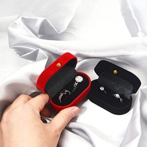 LAGIPA Velvet Ring Bearer Box, Ring Box Display Holder Case for Wedding/Proposal/Engagement/Ceremony, Wider Slot for Single or Double Rings, Earrings, Jewelry Gift Storage Organizer (Black)