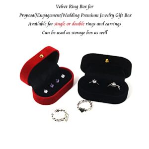 LAGIPA Velvet Ring Bearer Box, Ring Box Display Holder Case for Wedding/Proposal/Engagement/Ceremony, Wider Slot for Single or Double Rings, Earrings, Jewelry Gift Storage Organizer (Black)