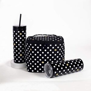 Kate Spade New York 16 Ounce Insulated Travel Mug with Lid, Black Double Wall Thermal Tumbler for Coffee/Tea, Polka Dots